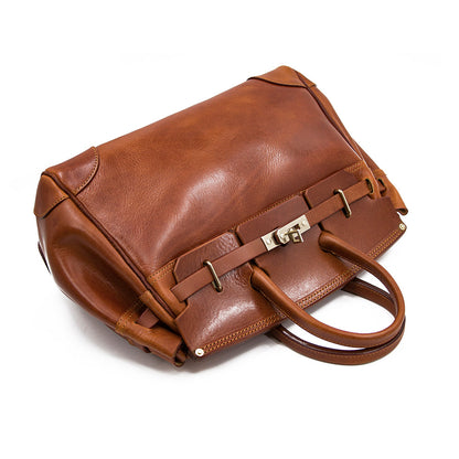 Handmade Full-Grain Vegetable-Tanned Leather Structured 17in Bag For 14in Laptop