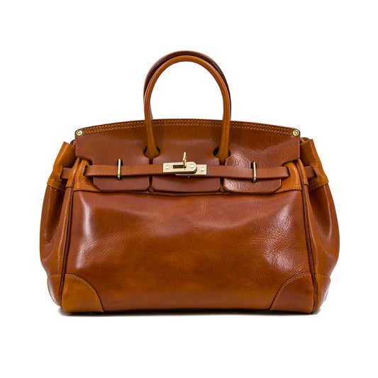 Handmade Full-Grain Vegetable-Tanned Leather Structured 17in Bag For 14in Laptop