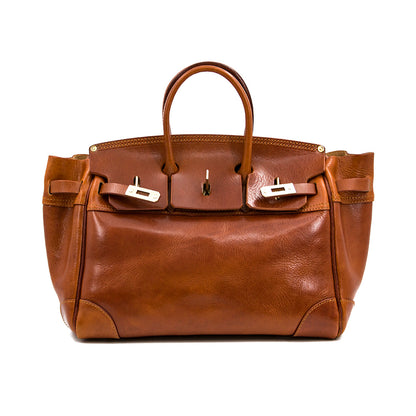 Handmade Full-Grain Vegetable-Tanned Leather Structured 17in Bag For 14in Laptop