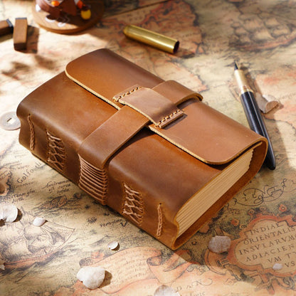 Handmade Leather Journal Thick Notebook Travel Diary Gift 6.5in