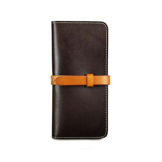Handmade Full Grain Leather Long Wallet Card Slots Clutch 7.9in