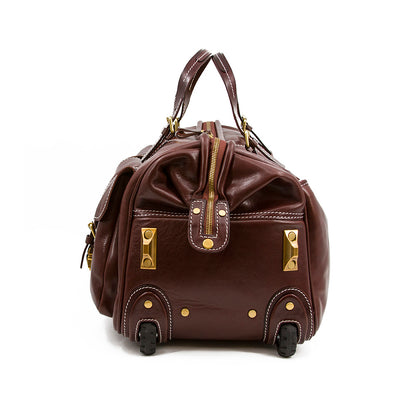 Handgefertigte Leder-Reisetasche mit Rädern 60 cm Handgepäck Roll-Duffle-Tasche