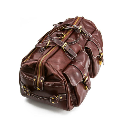 Handgefertigte Leder-Reisetasche mit Rädern 60 cm Handgepäck Roll-Duffle-Tasche