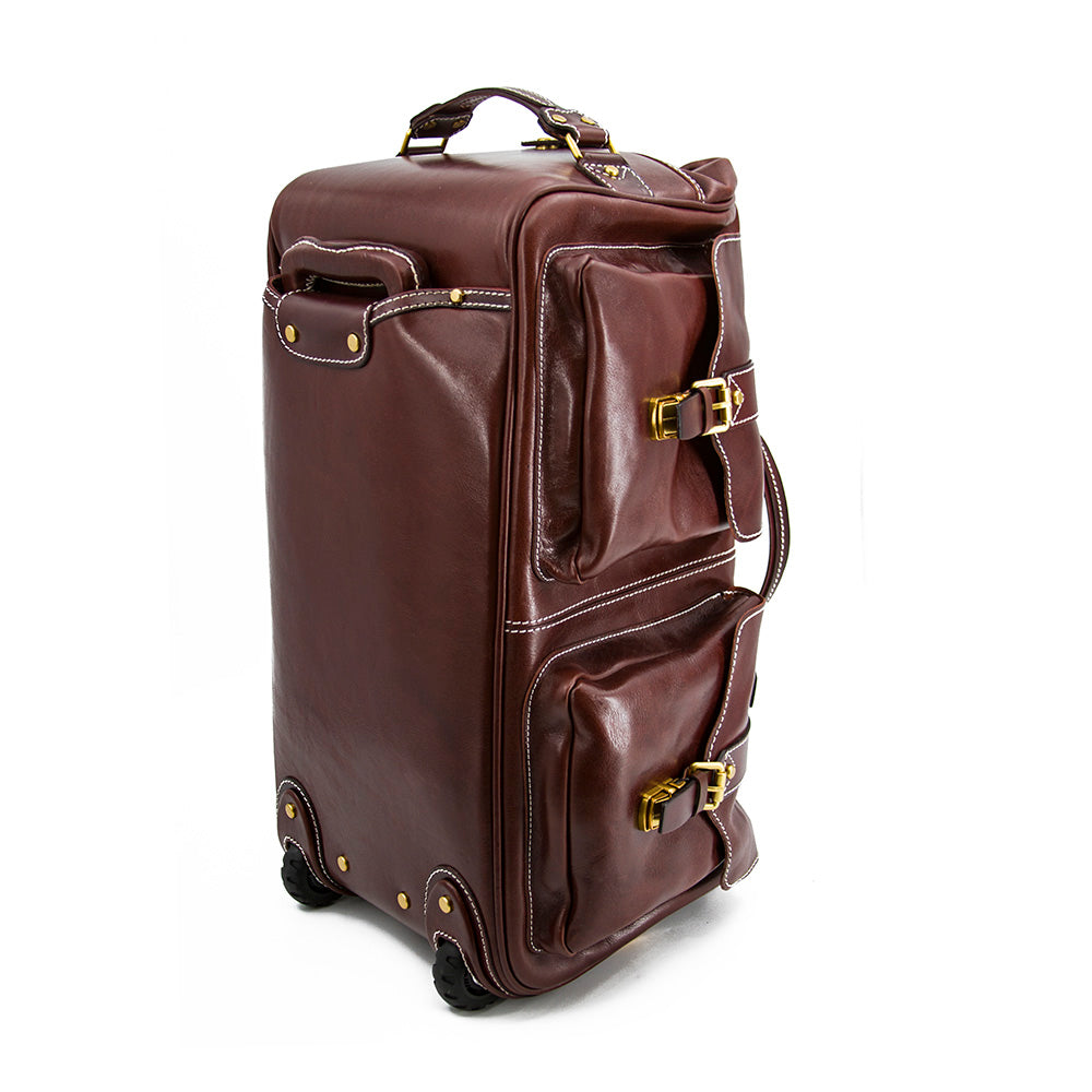 Handgefertigte Leder-Reisetasche mit Rädern 60 cm Handgepäck Roll-Duffle-Tasche