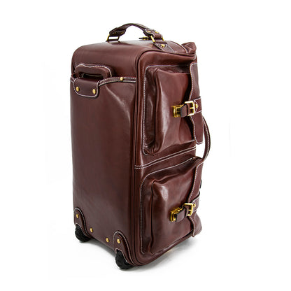 Handgefertigte Leder-Reisetasche mit Rädern 60 cm Handgepäck Roll-Duffle-Tasche