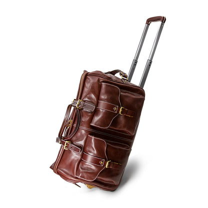 Handgefertigte Leder-Reisetasche mit Rädern 60 cm Handgepäck Roll-Duffle-Tasche
