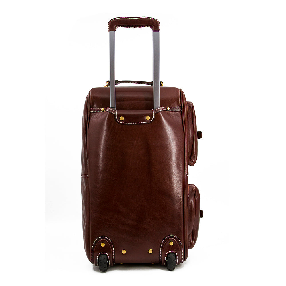 Handgefertigte Leder-Reisetasche mit Rädern 60 cm Handgepäck Roll-Duffle-Tasche