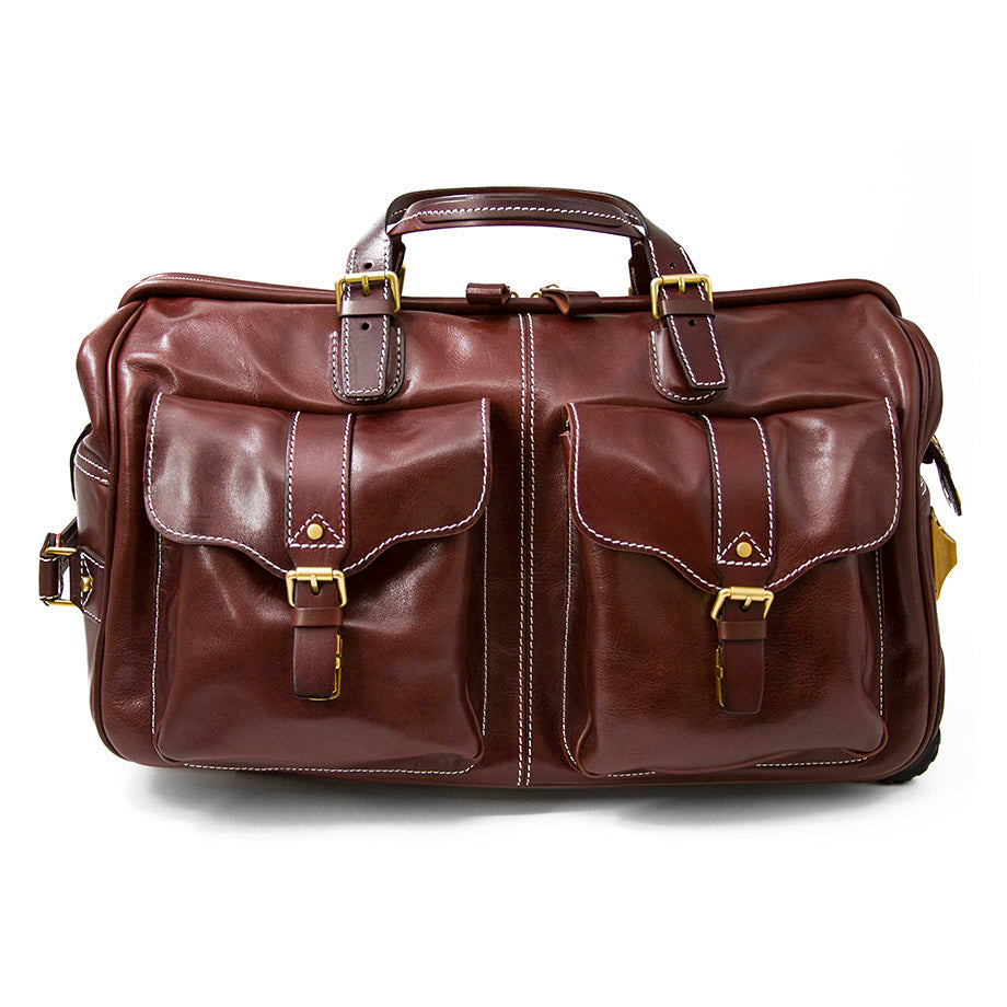 Handgefertigte Leder-Reisetasche mit Rädern 60 cm Handgepäck Roll-Duffle-Tasche