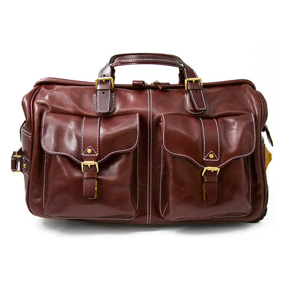 Handgefertigte Leder-Reisetasche mit Rädern 60 cm Handgepäck Roll-Duffle-Tasche