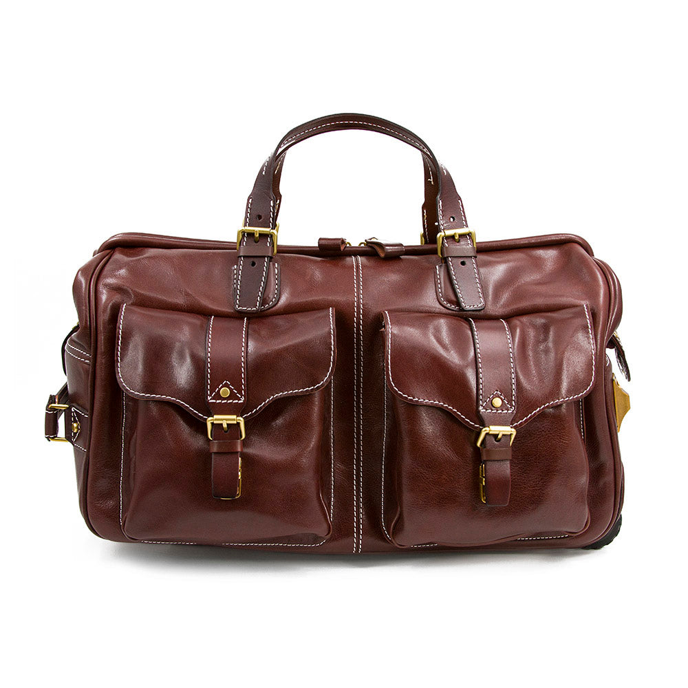 Handgefertigte Leder-Reisetasche mit Rädern 60 cm Handgepäck Roll-Duffle-Tasche