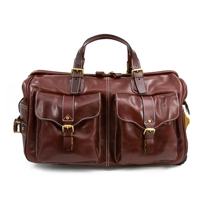 Handgefertigte Leder-Reisetasche mit Rädern 60 cm Handgepäck Roll-Duffle-Tasche
