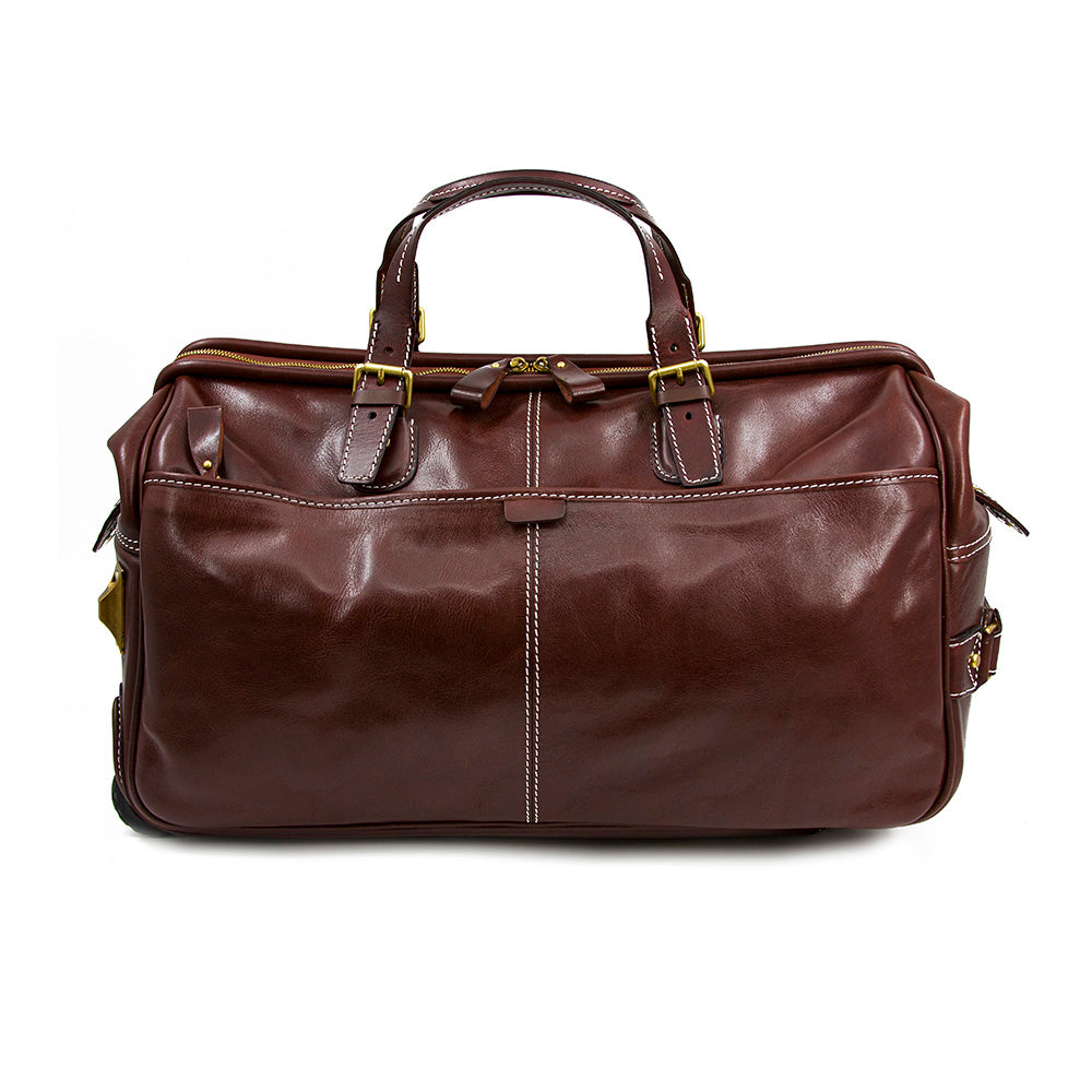 Handgefertigte Leder-Reisetasche mit Rädern 60 cm Handgepäck Roll-Duffle-Tasche