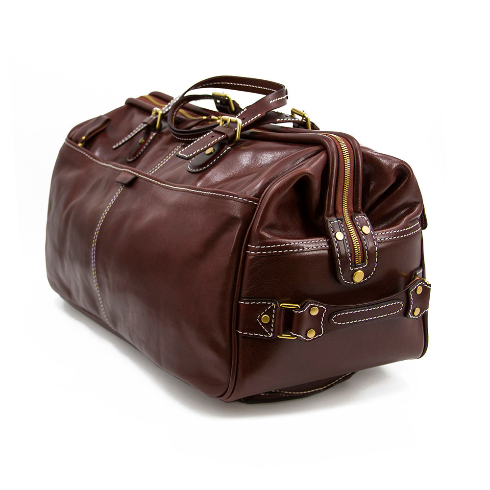 Handgefertigte Leder-Reisetasche mit Rädern 60 cm Handgepäck Roll-Duffle-Tasche