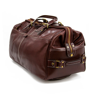 Handgefertigte Leder-Reisetasche mit Rädern 60 cm Handgepäck Roll-Duffle-Tasche