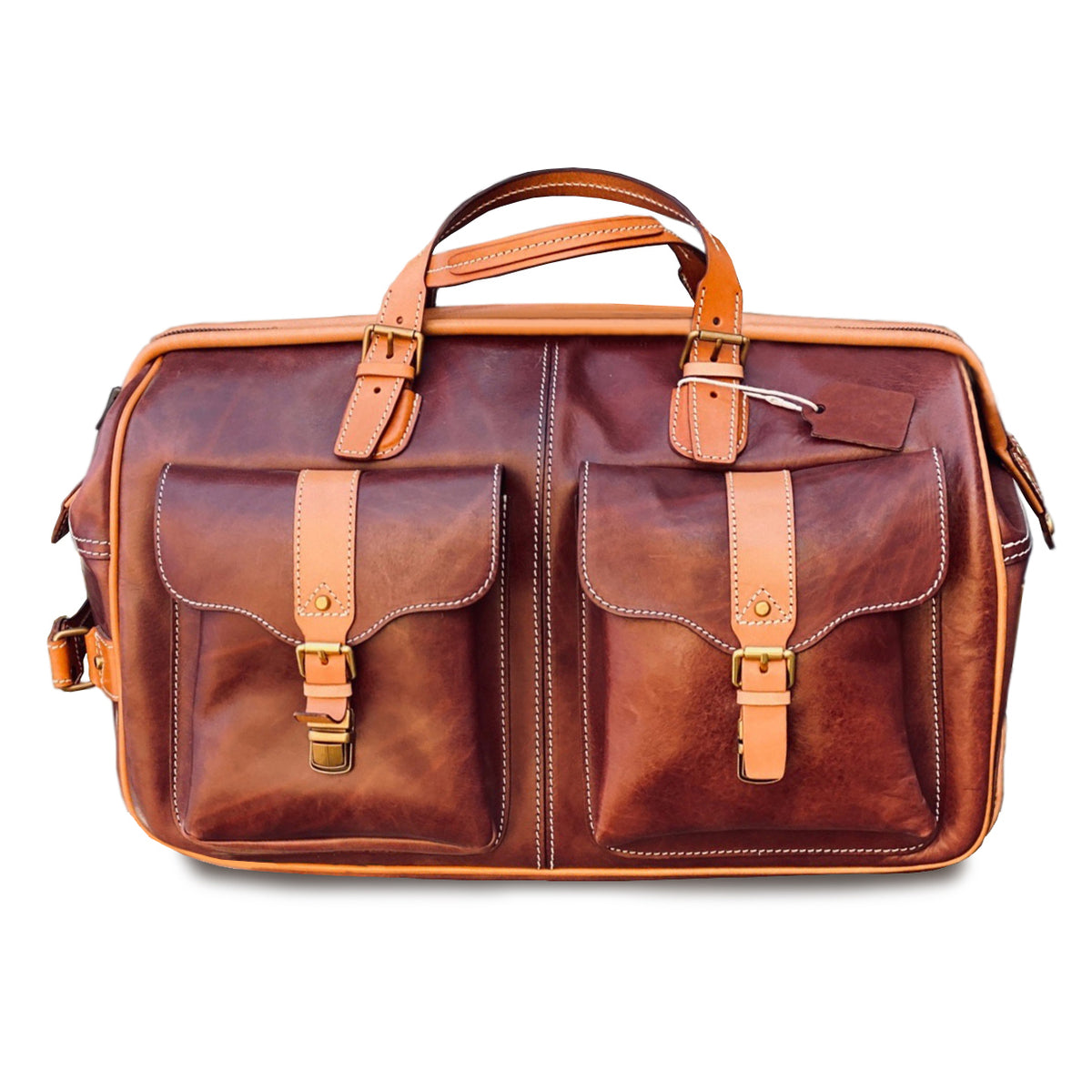 Handgefertigte Leder-Reisetasche mit Rädern 60 cm Handgepäck Roll-Duffle-Tasche