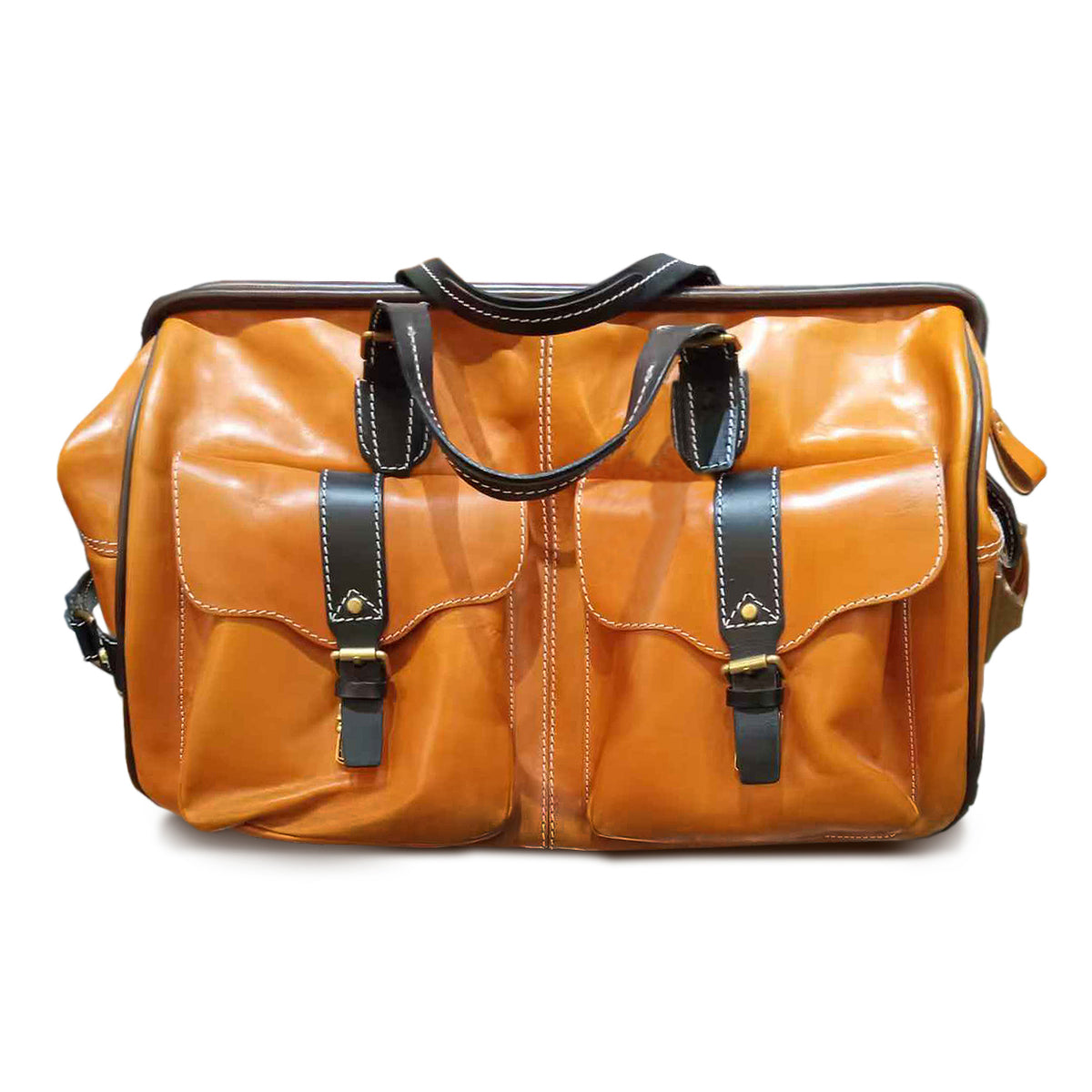 Handgefertigte Leder-Reisetasche mit Rädern 60 cm Handgepäck Roll-Duffle-Tasche