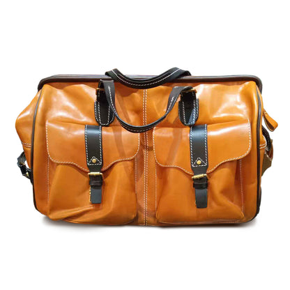 Handgefertigte Leder-Reisetasche mit Rädern 60 cm Handgepäck Roll-Duffle-Tasche