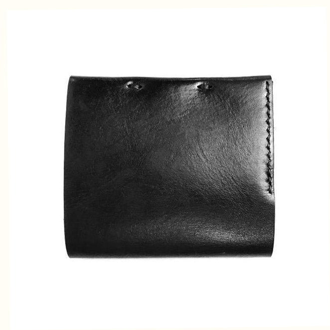 Handmade Minimalist Black Leather Bifold Wallet and Card Holder