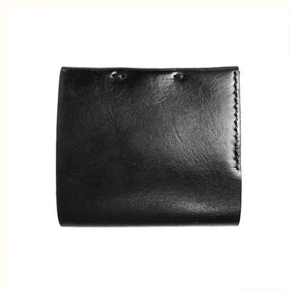 Handmade Minimalist Black Leather Bifold Wallet and Card Holder
