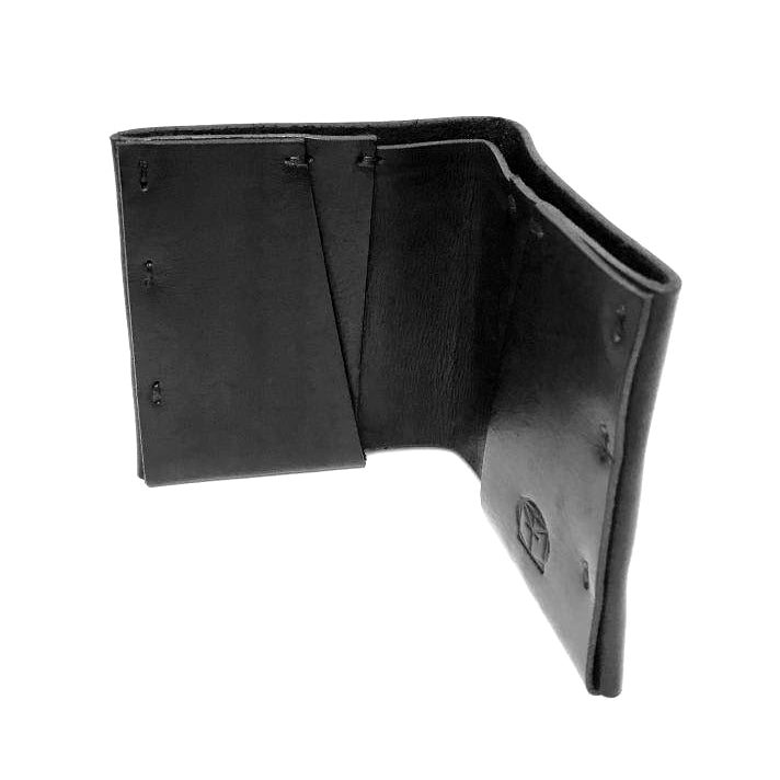 Handmade Minimalist Black Leather Bifold Wallet and Card Holder