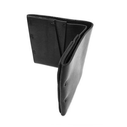 Handmade Minimalist Black Leather Bifold Wallet and Card Holder