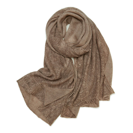 Handmade Old Money Paisley Cashmere Scarf Shawl 70.9in