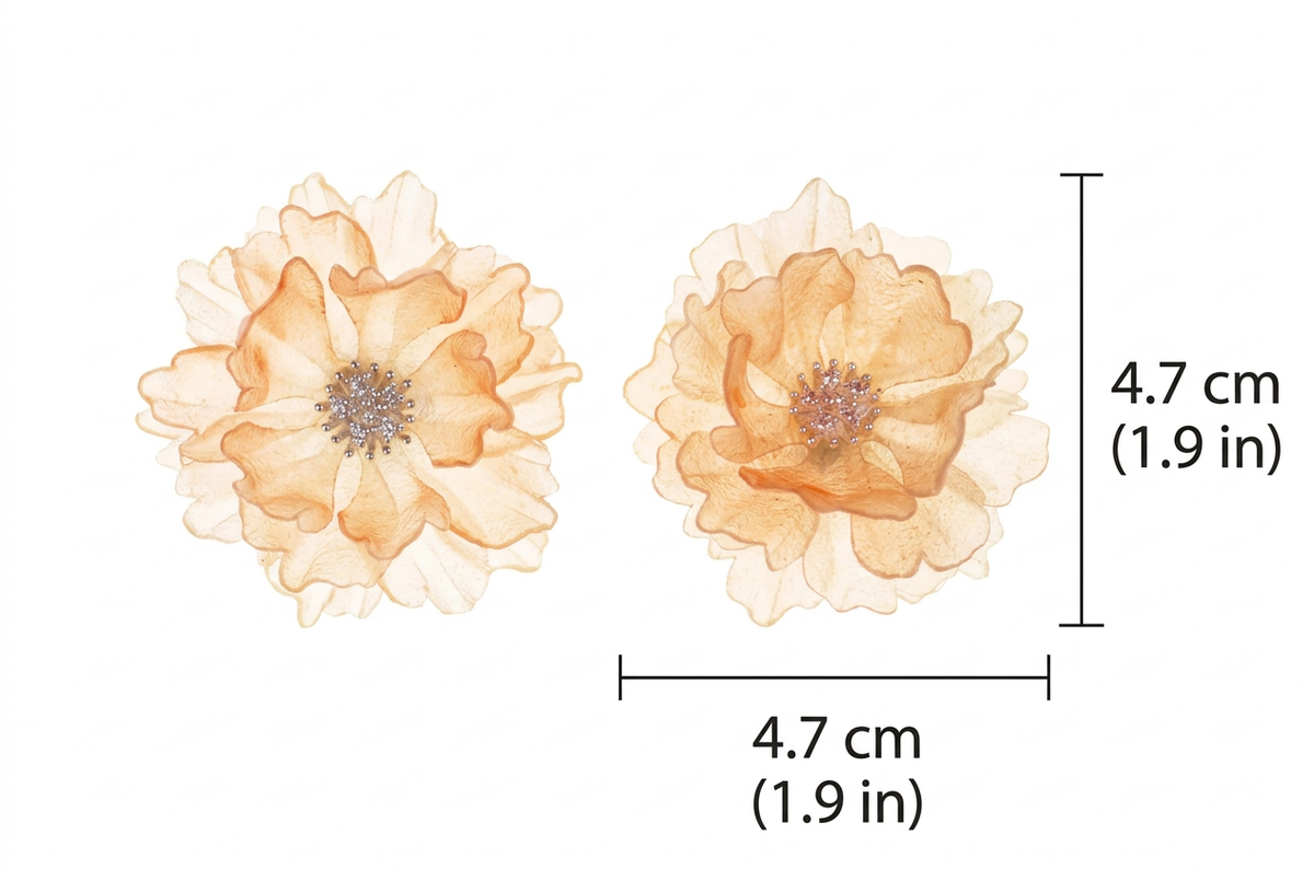 Blooming Color-Changing Sculptural Leather Flower Stud Earrings 1.9in Dimensions 4.7 cm by 4.7 cm (1.9 in by 1.9 in)