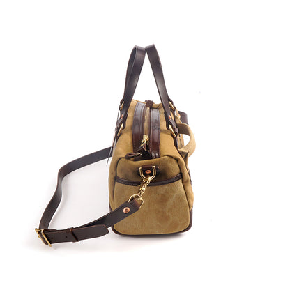 Handmade Canvas Leather Crossbody Bag Women side view to showcase design and functionality