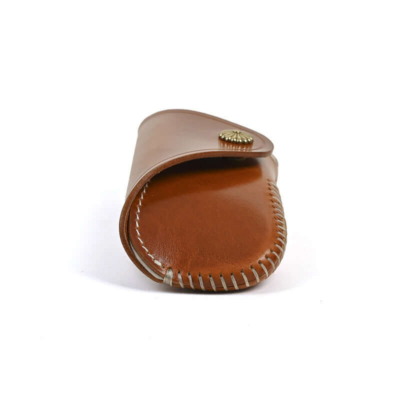 Italian Leather Glasses Case Handmade Vintage Sunglasses Holder with exquisite stitching and premium waxed leather.