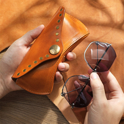 Italian Leather Eyewear Case with Copper Rivets