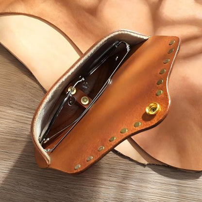 Italian Leather Eyewear Case with Copper Rivets