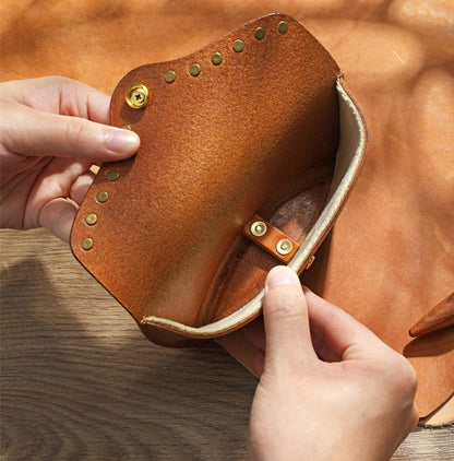 Italian Leather Eyewear Case with Copper Rivets