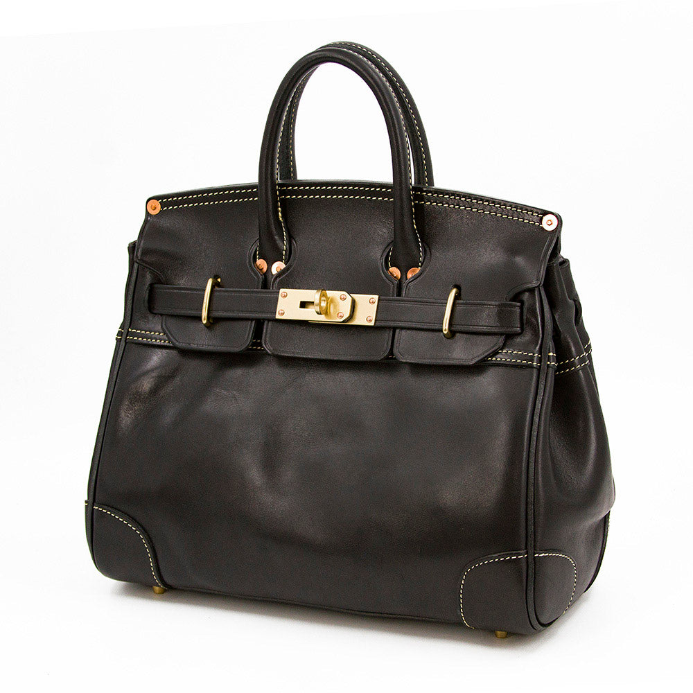 Italian Leather Large Tote 15in Classic Work Bag Shoulder in black, elegant design with premium craftsmanship.