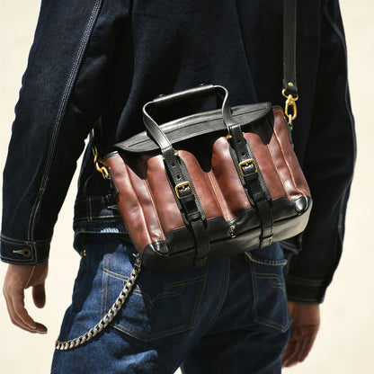 Italian Leather Messenger Bag 15.4in Cambridge Style Work Bag worn by a person, showcasing its stylish design.