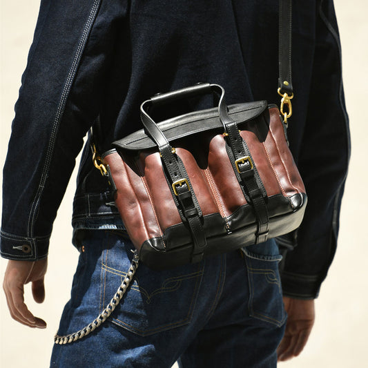 Italian Leather Messenger Bag 15.4in Cambridge Style Work Bag worn by a person, showcasing its stylish design.