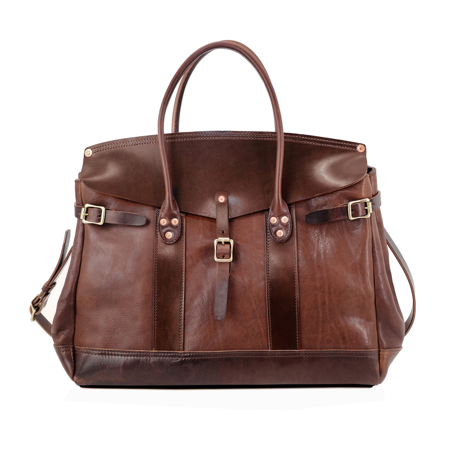 Italian Leather Travel Bag 17.7in Large Laptop Tote Weekender Briefcase in brown leather