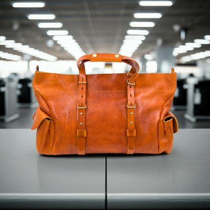 Large Italian Genuine Leather Travel Bag, Soft Leather Weekend Travel Bag, 21.7in Length -i7bags