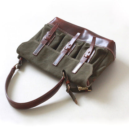 Canvas Leather Messenger Bag with adjustable straps and vintage design, perfect for everyday use.