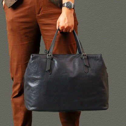 Large Full-Grain Leather Business Travel Bag 16.5in