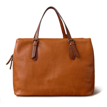 Large Full-Grain Leather Business Travel Bag 16.5in