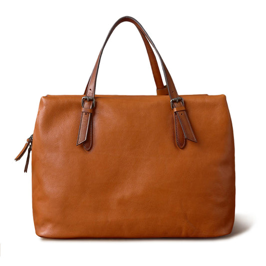 Large Full-Grain Leather Business Travel Bag 16.5in