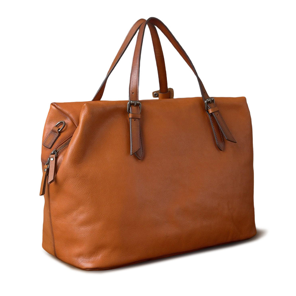 Large Full-Grain Leather Business Travel Bag 16.5in