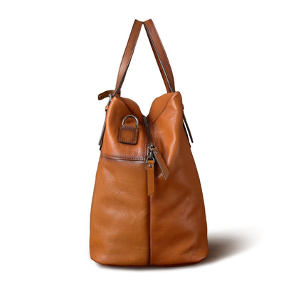 Large Full-Grain Leather Business Travel Bag 16.5in