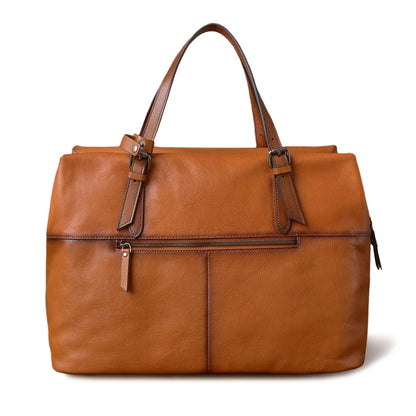 Large Full-Grain Leather Business Travel Bag 16.5in