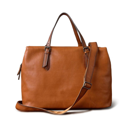 Large Full-Grain Leather Business Travel Bag 16.5in