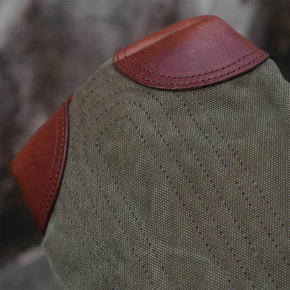 Large Vintage Full-Grain Leather Canvas Tote Bag 16.7in for Commuters