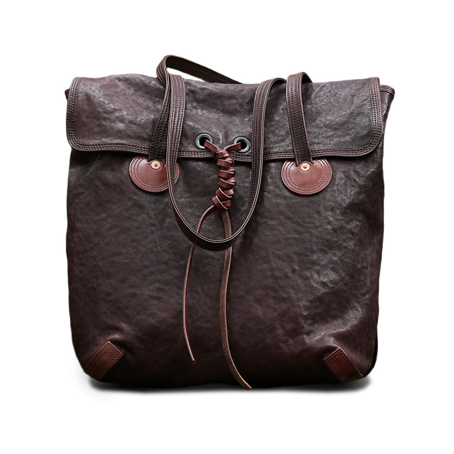 Large Vintage Vegetable-Tanned Horsehide Tote Bag