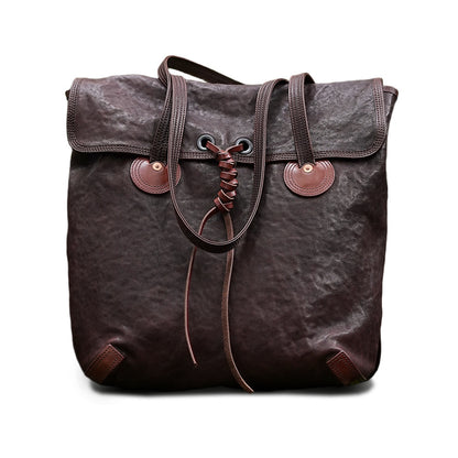 Large Vintage Vegetable-Tanned Horsehide Tote Bag