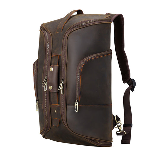 Leather Backpack 20.9in Convertible Duffel Bag Travel For Men