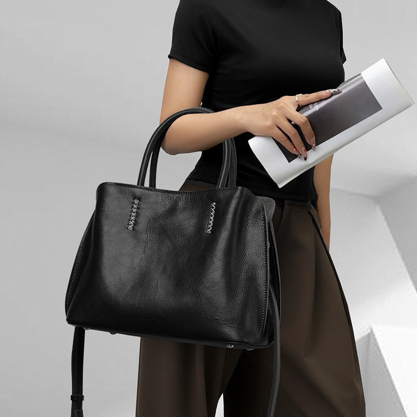 Women's Leather Multi-Compartment Crossbody Tote Bag | 10.4in – i7Bags